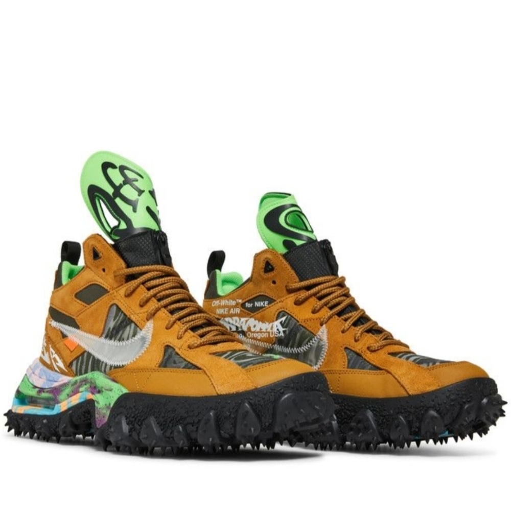 Nike X Off-White Terra Forma Vibrant Orange and Green Trail Sneaker Boot